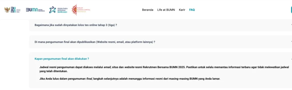Pengumuman BUMN 2025