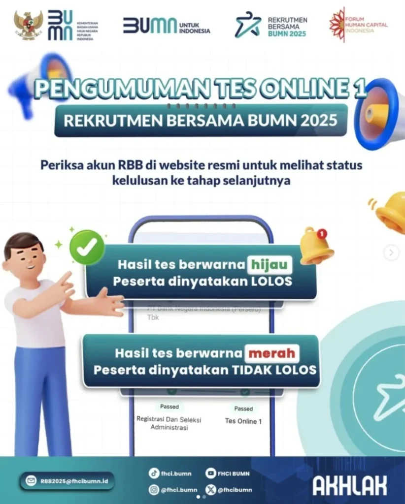 Pengumuman tes online tahap 1