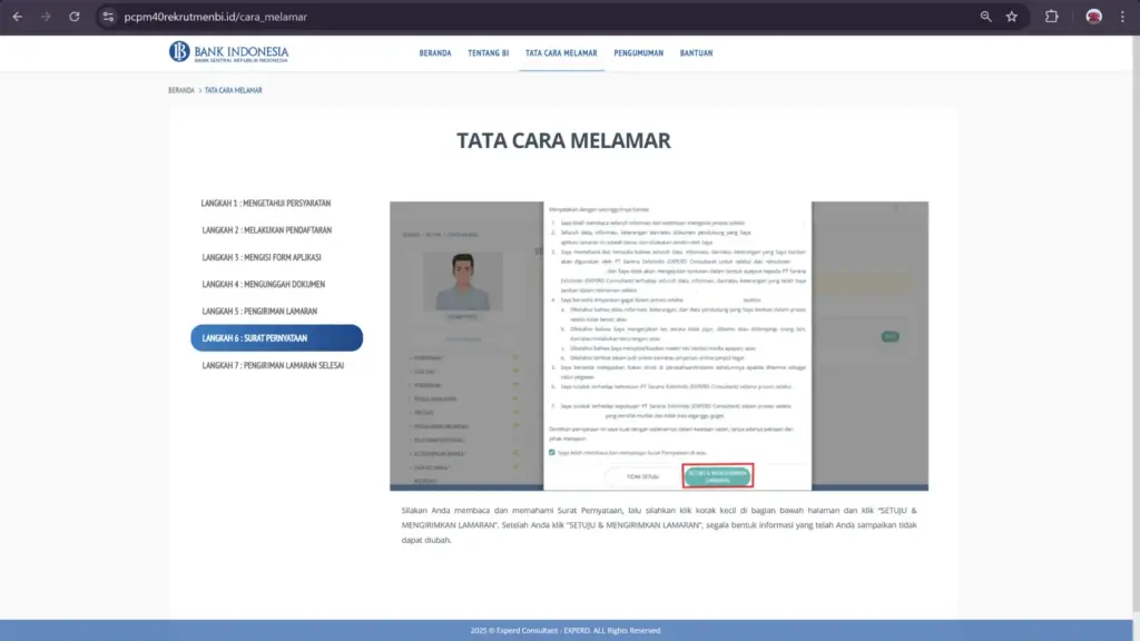 Tata Cara Melamar PCPM BI 40 - Langkah 6: Surat Pernyataan