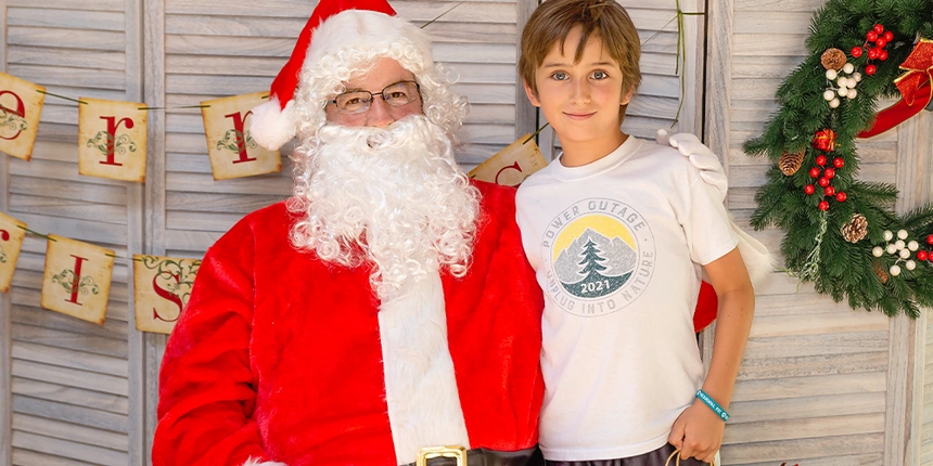 Santa and a camper during our Christmas in July weekends!