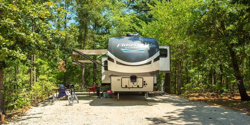 One of our premium back-in rv site surrounded by trees. 