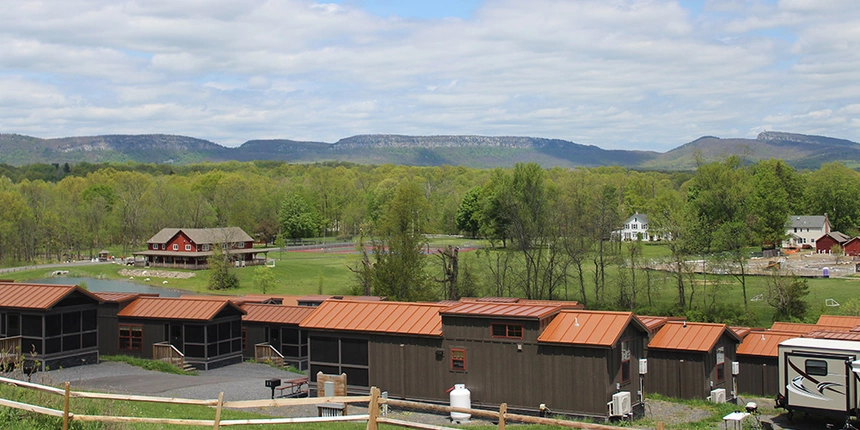 Enjoy mountain views in these New York camping cabins! 