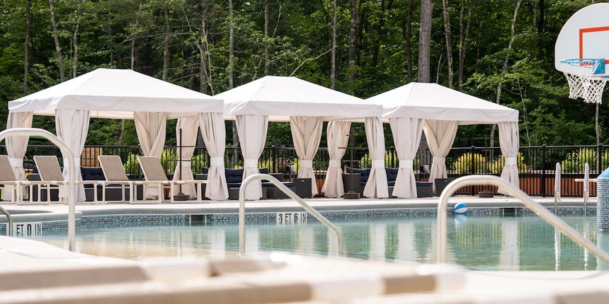 Cool off at one of our pool cabanas!