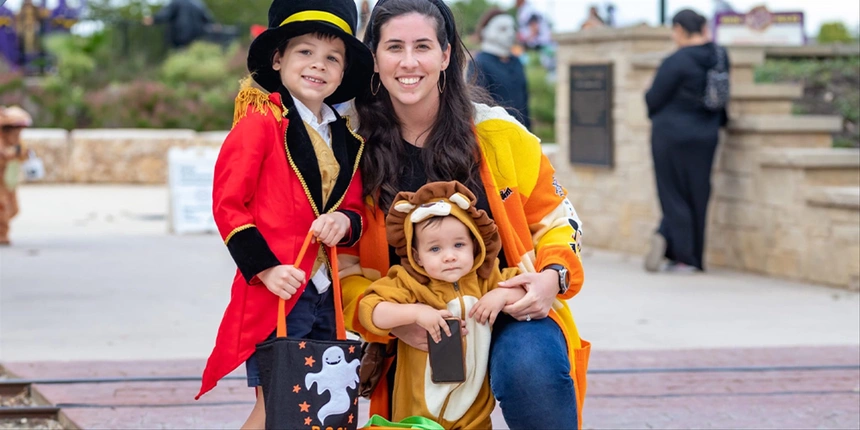 A family at the annual festival at Morgan