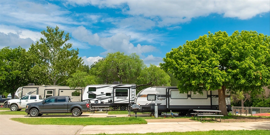 Red Carpet RV Site at our Texas campground. 