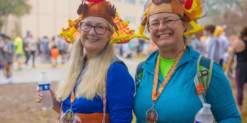 Runners set up for the turkey trot in San Antonio to raise money for the Food Bank.