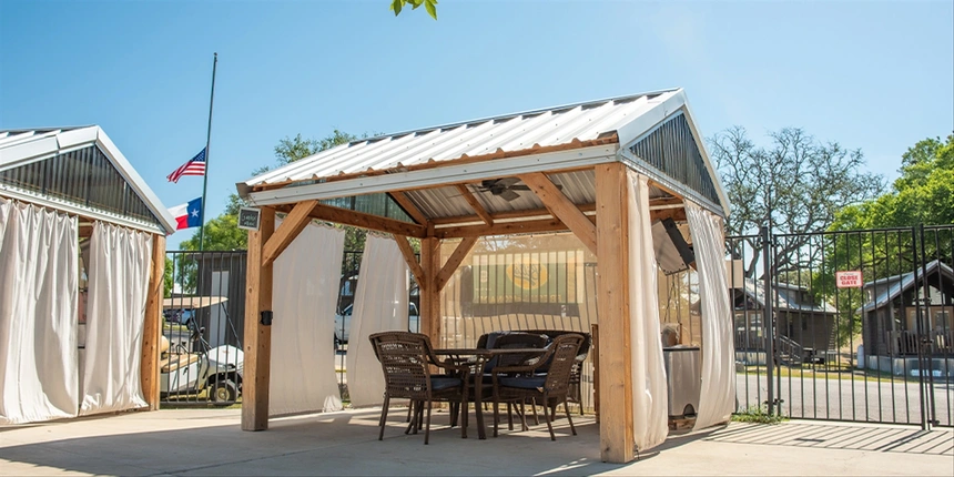 Covered cabana at our water playground in Kerrville. 