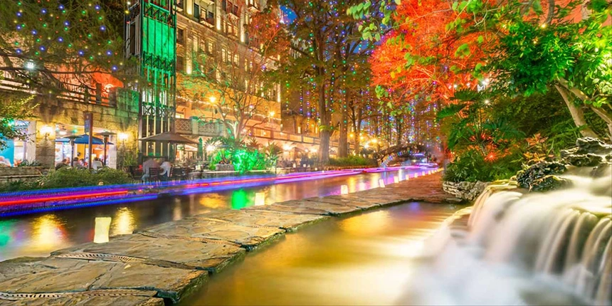 The San Antonio River Walk lit up with Luminarias.