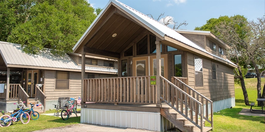 Hill Country Cottage, one of the cabins at our Kerrville campground. 