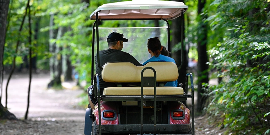 A golf cart offers added convince to your Virginia camping vacation. 