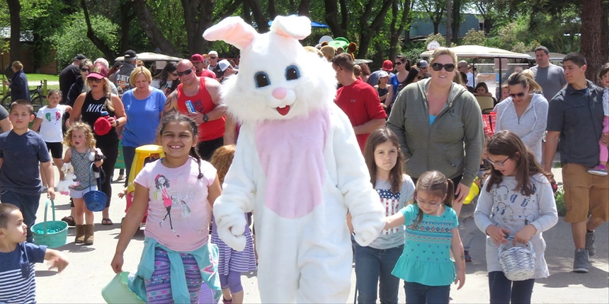 The easter bunny with our campers during Easter. 