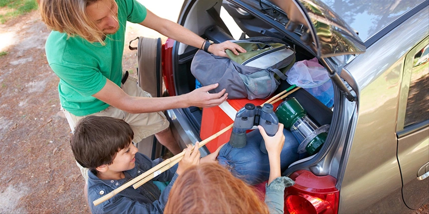 Packing the back of the car to go camping