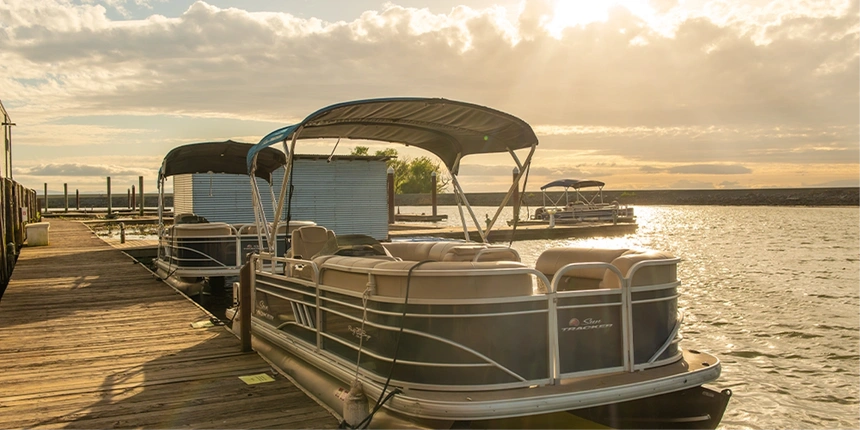 Pontoon boat on the California Delta. 