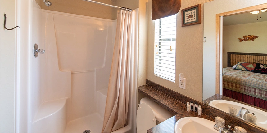 Enjoy a full bathroom while Wichita Falls camping at our campground near Fort Worth.