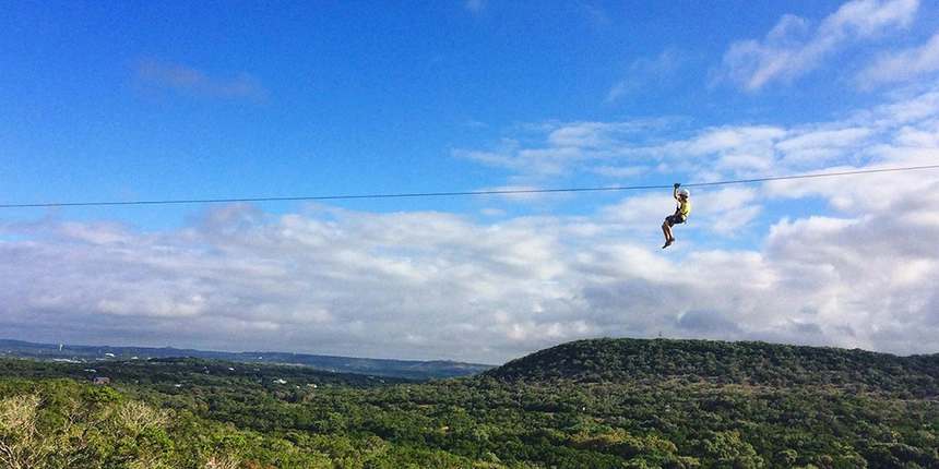 The best views of Texas Hill Country can be found thorugh Wimberly Zipline Adventures.