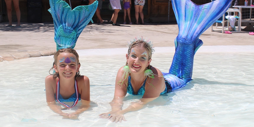 Mermaids at the pool at Jellystone Park Hill Country!