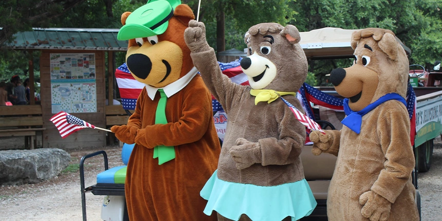 The bears waving their USA flags in honor of 4th of July. 