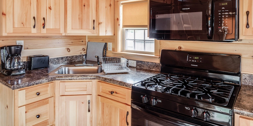 Enjoy a full kitchen when you choose our New Hampshire cabin rental!