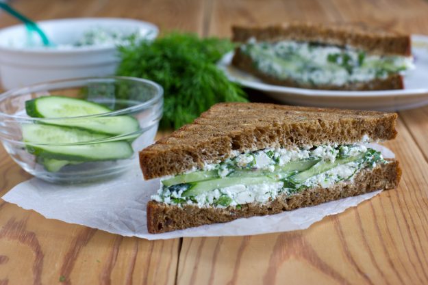 Cucumber Sandwiches With Vegan Cream Cheese And Fresh Mint