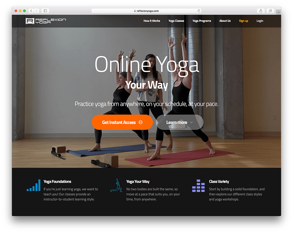 exemple de site d'adhésion à un club de yoga