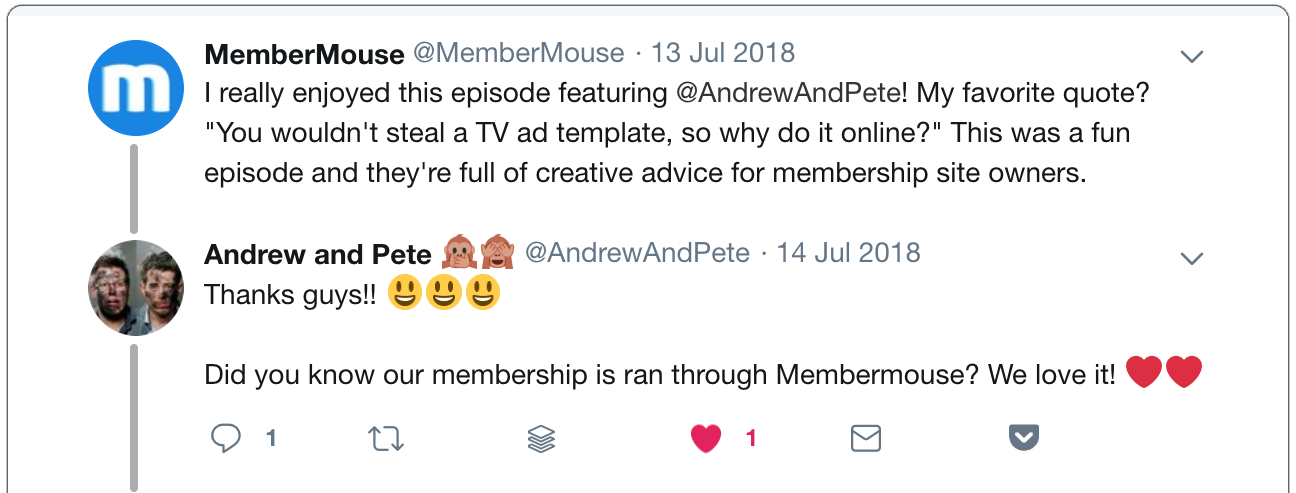 social media interaction about membership sites