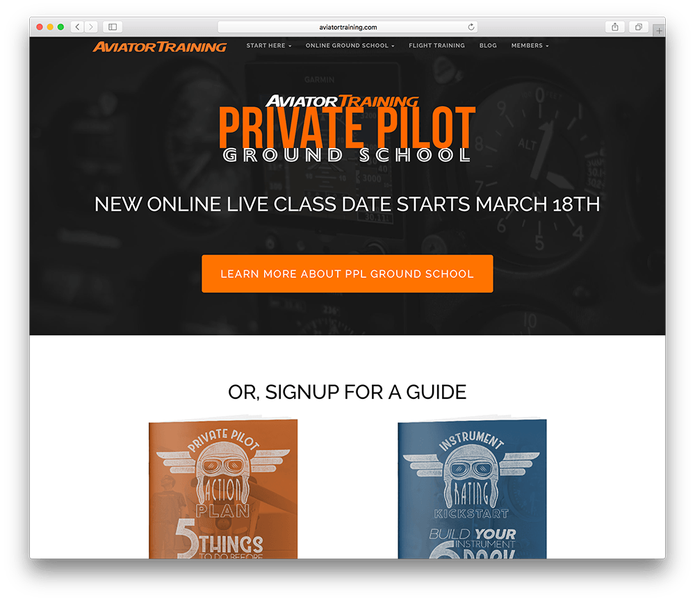 a membership site devoted to training pilots