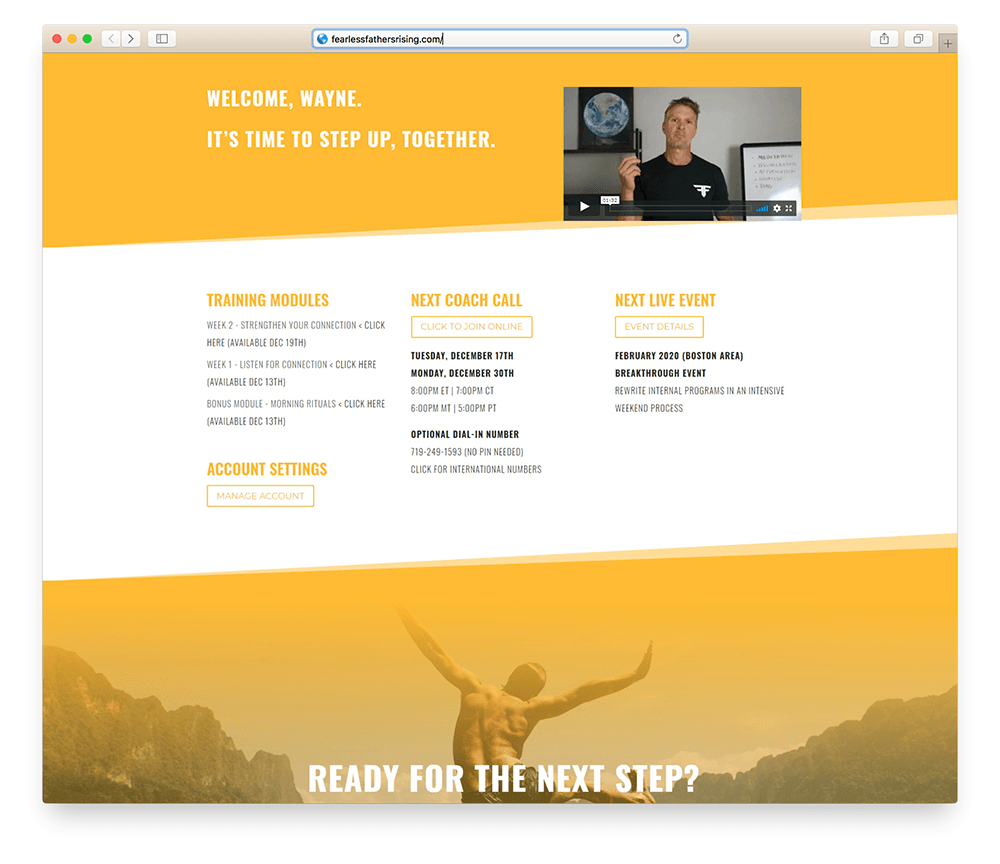 member homepage designed with divi layout pack for membermouse