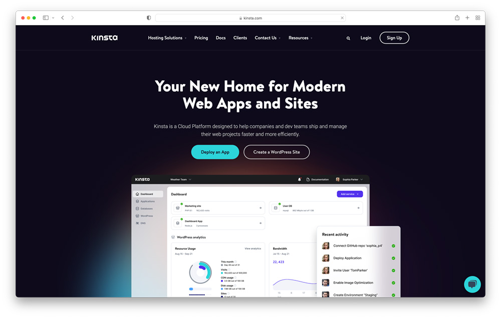 kinsta web host para site de associação wordpress