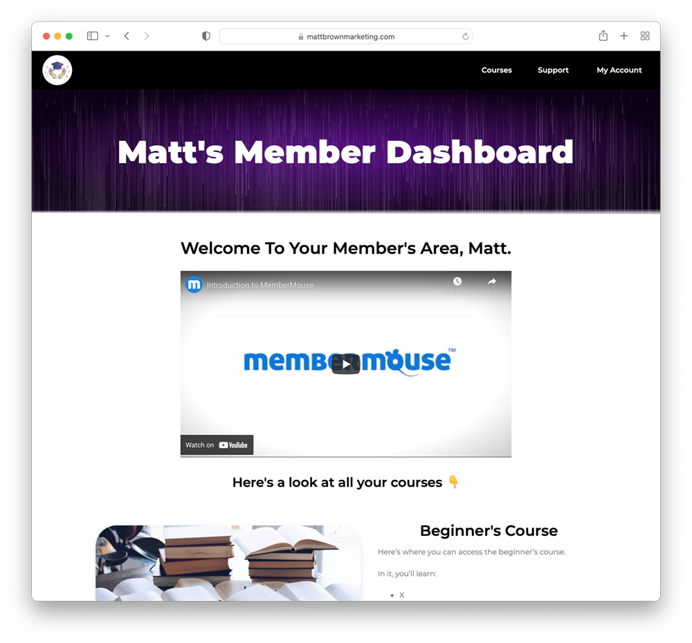 member homepage example