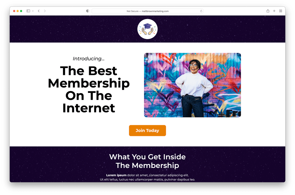 page de vente du plugin d'adhésion wordpress