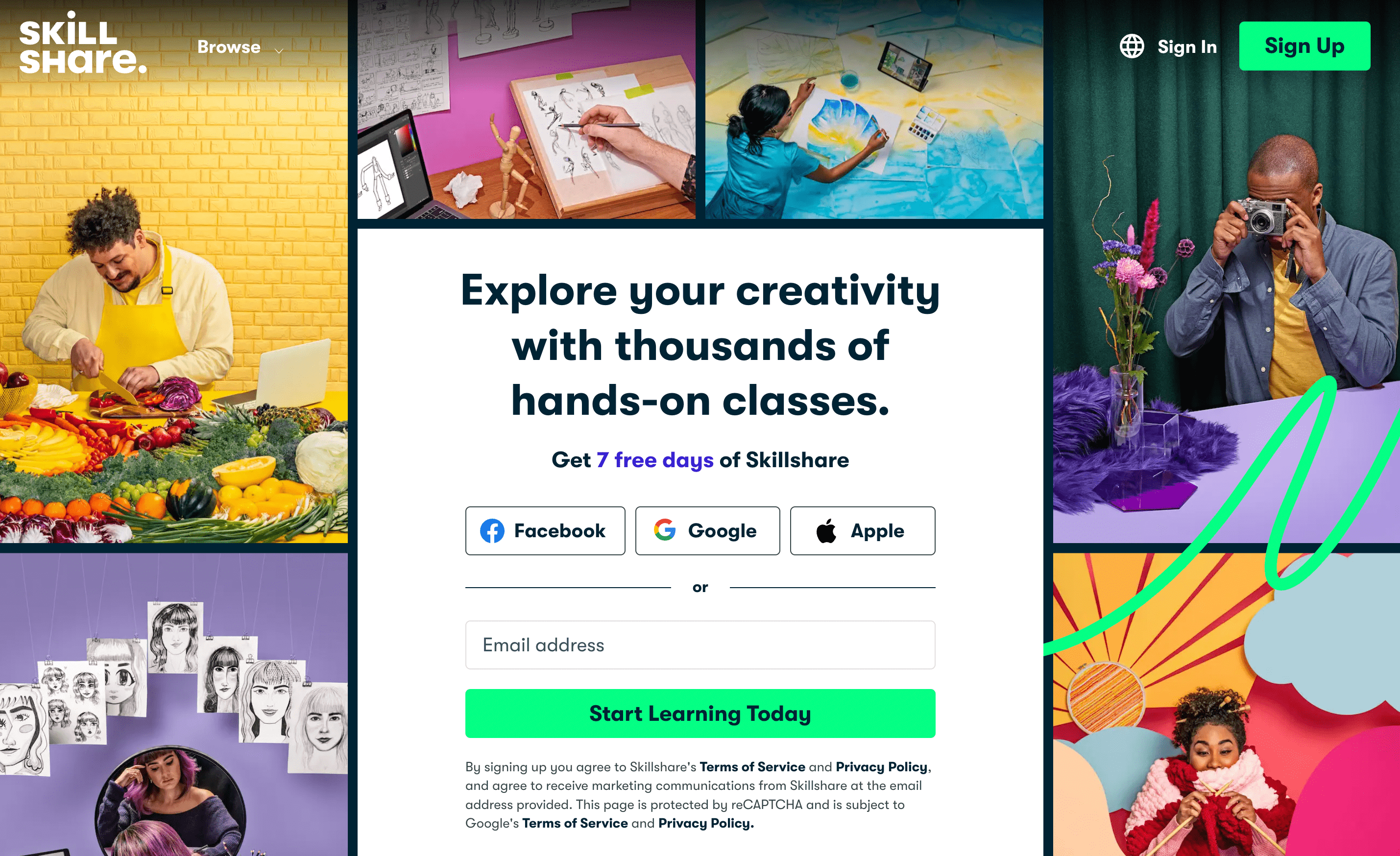 The Skillshare website