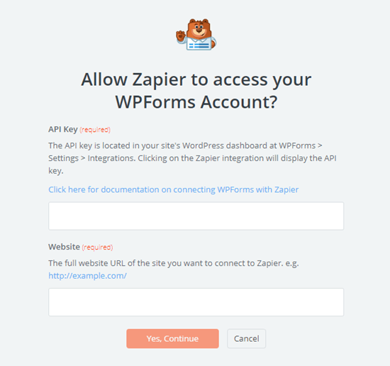 zapier api schlüssel wp forms