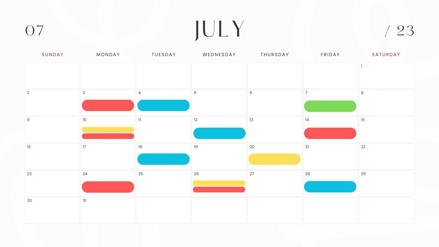 Content Calendar Example