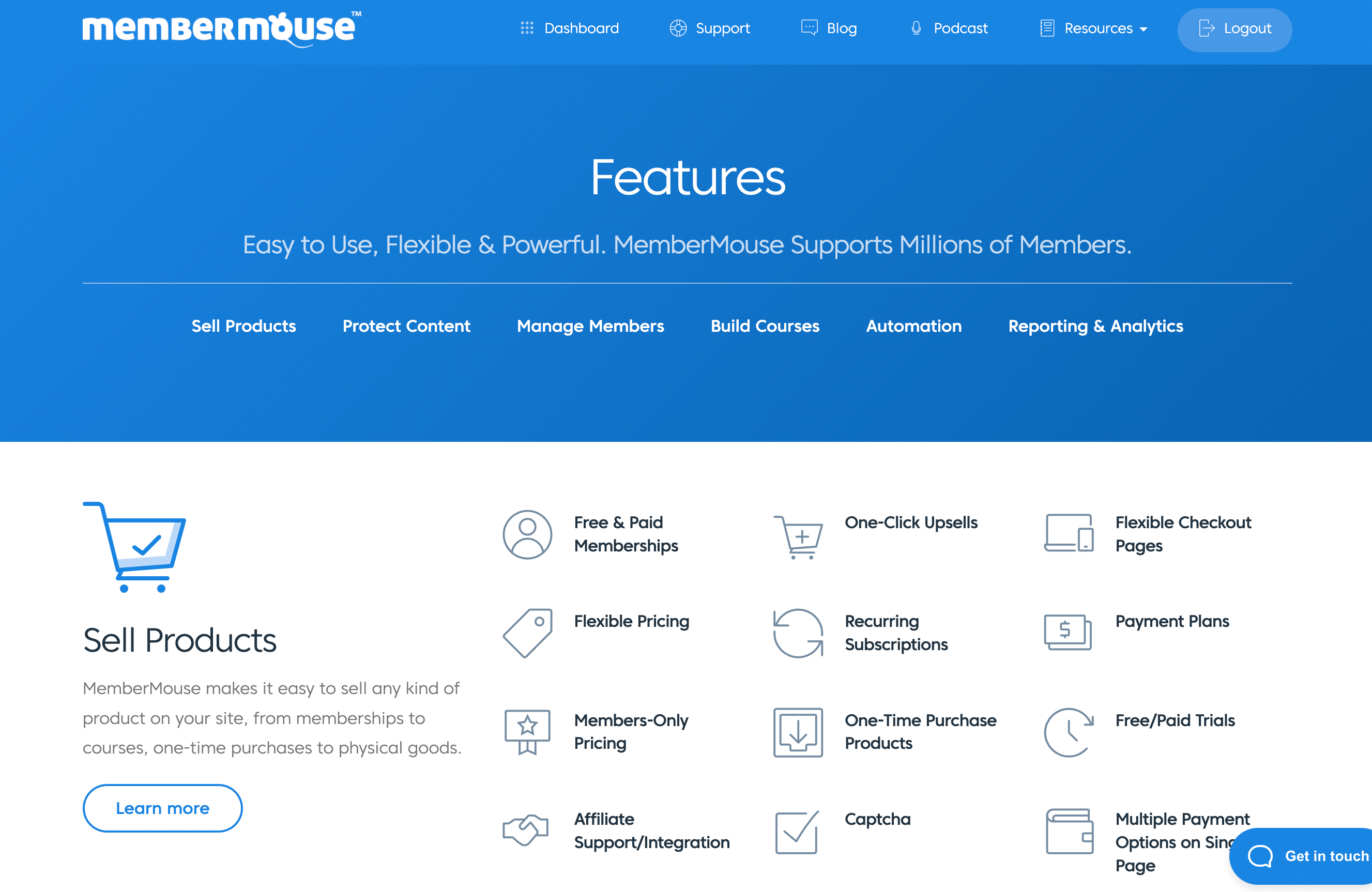 MemberMouse features page