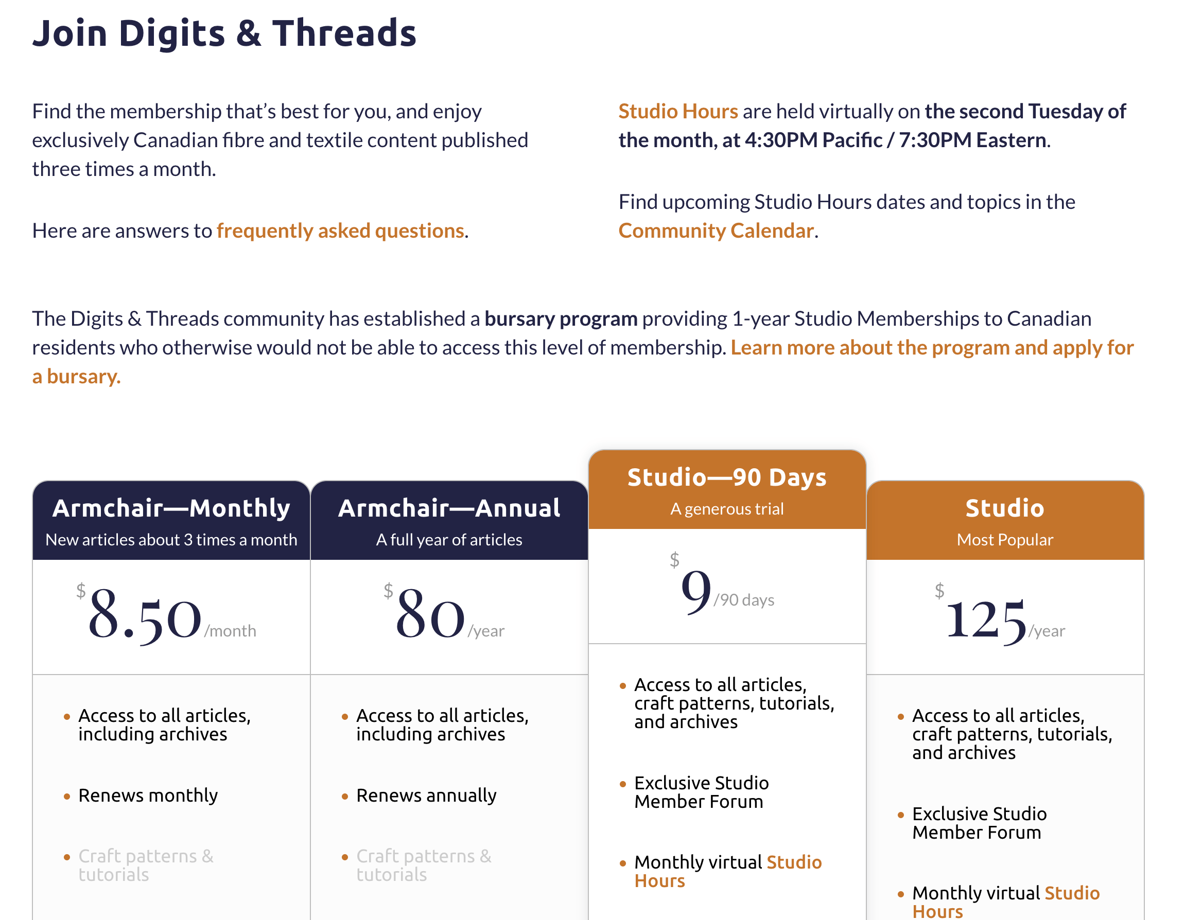 Preços de associação ao Digits & Threads