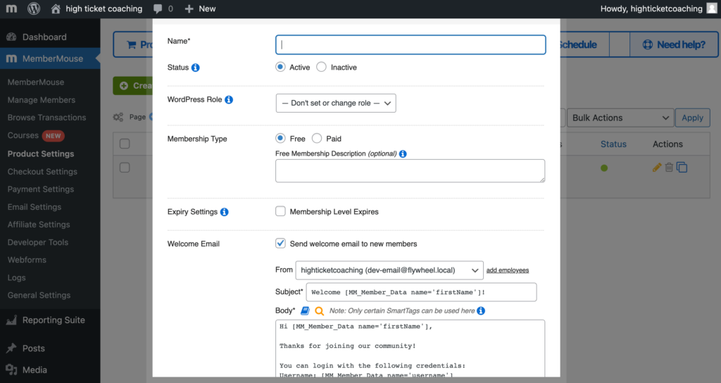 Crear un nivel de afiliación MemberMouse