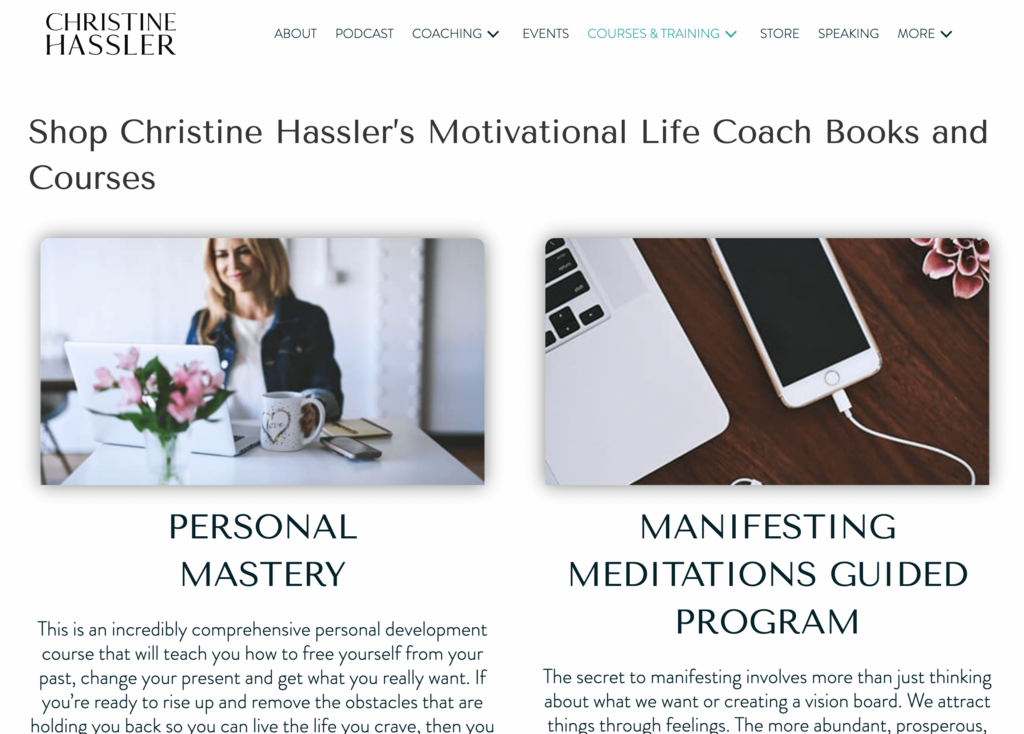 Online courses offered by a life coach