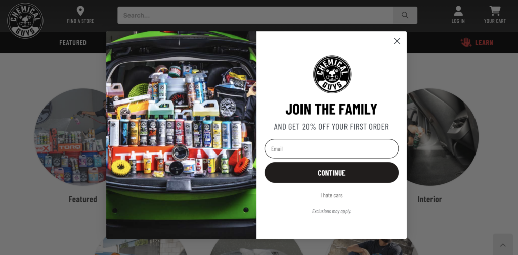 FOMO marketing examples: Exit-intent popups