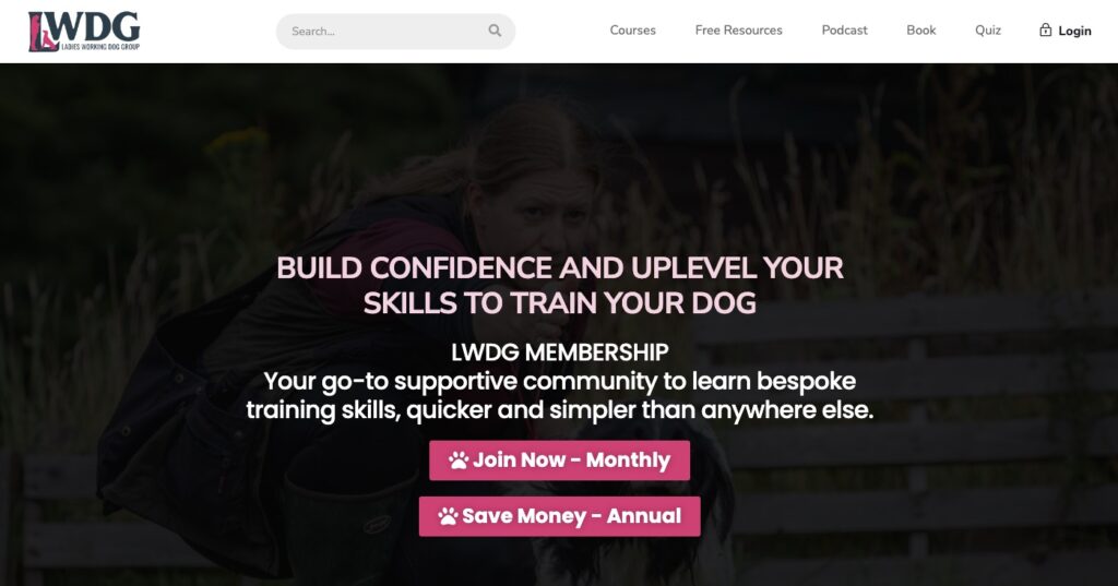 Ladies Walking Dog Group Membership site Homepage