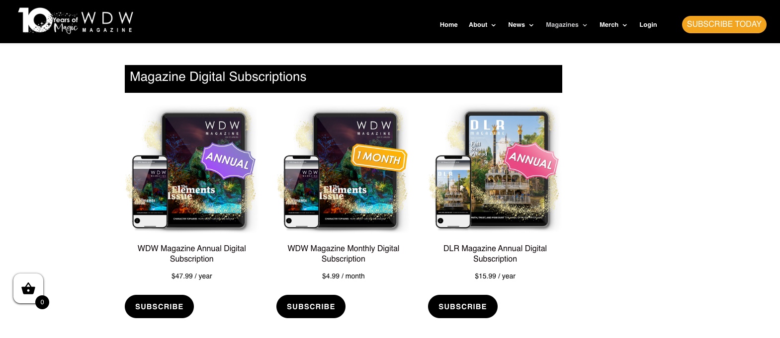 WDW Online Publication Subscription Page