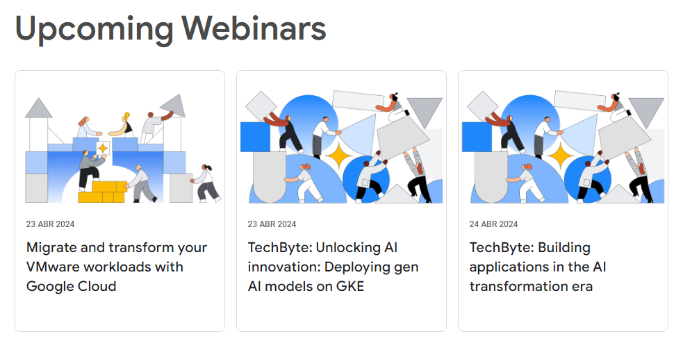 Examples of upcoming webinars