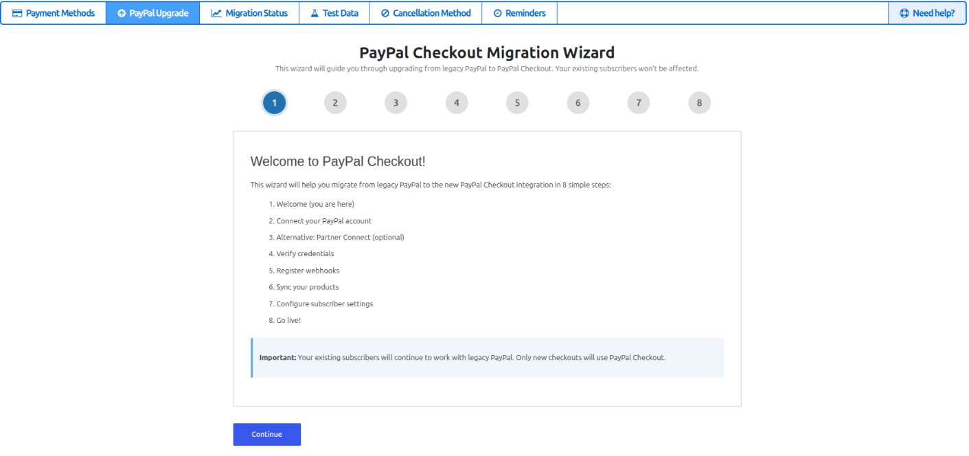 Wizard step 1, Welcome