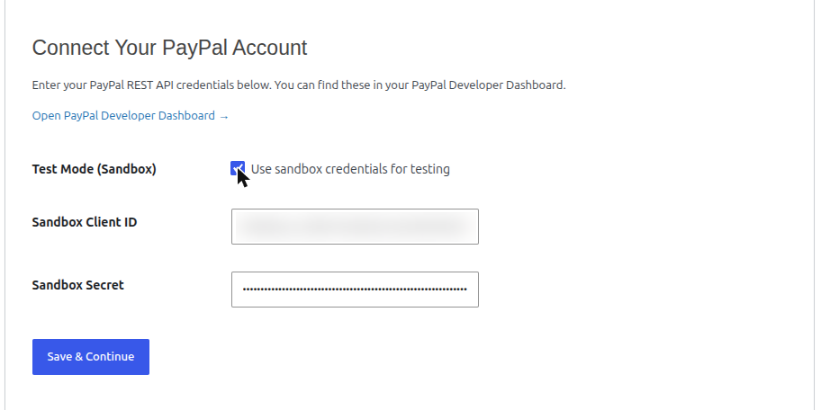 Credentials entered