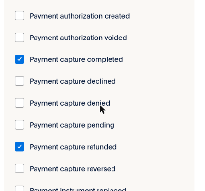 Payment capture events