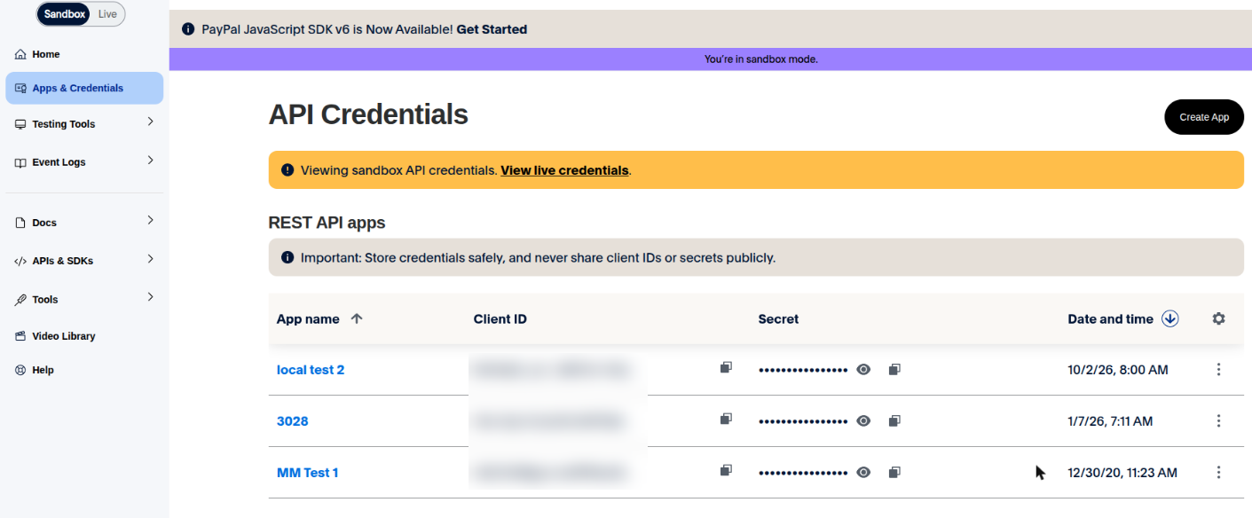Apps & Credentials