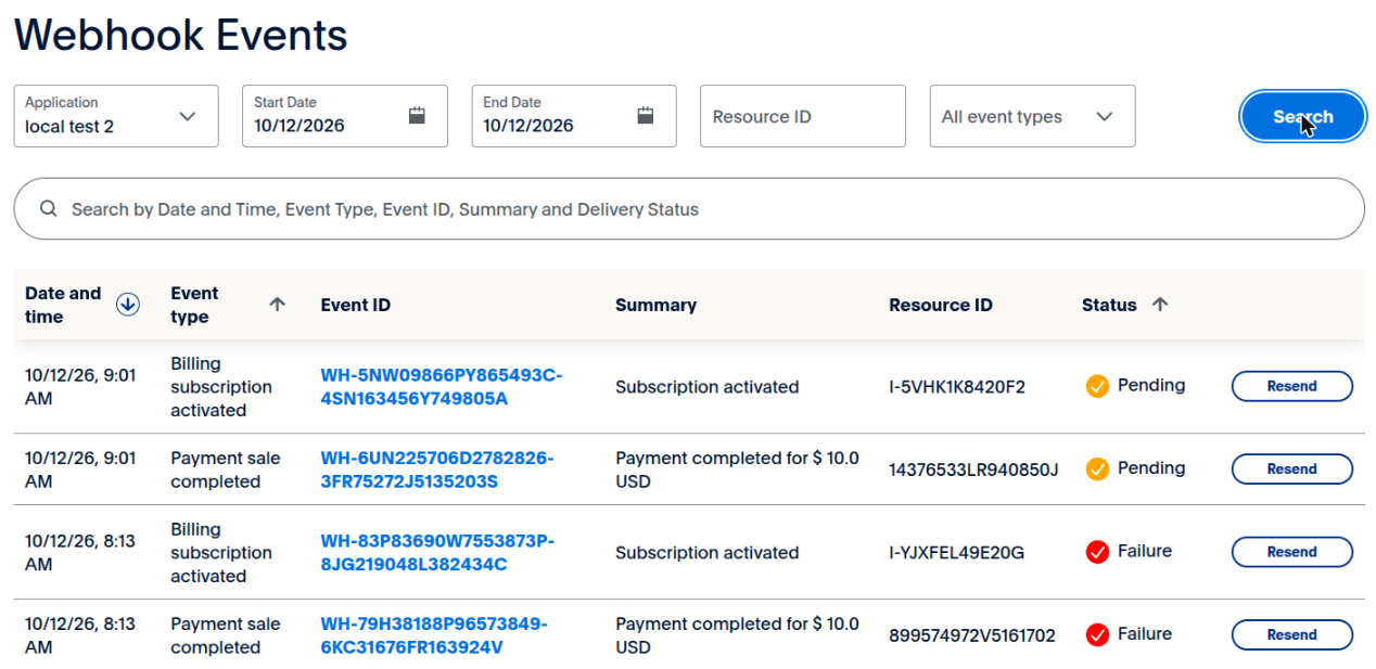 Webhook Events