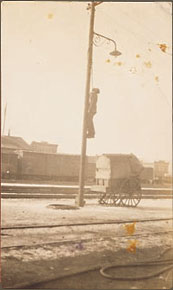 Unidentified lynching of an African American male. Circa 1908, Oxford, Georgia.