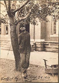 The lynching of Joseph Richardson, damaged shoeshine stand. September 26, 1913, Leitchfield Kentucky.