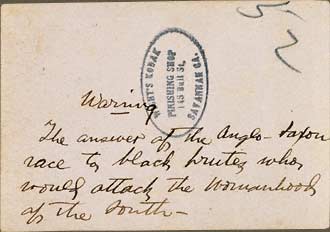 Reverse of the lynching of an unidentified African American male in a coastal Georgia swamp. 1902.