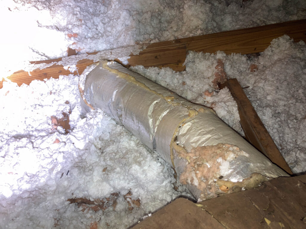 Insulation detached from duct